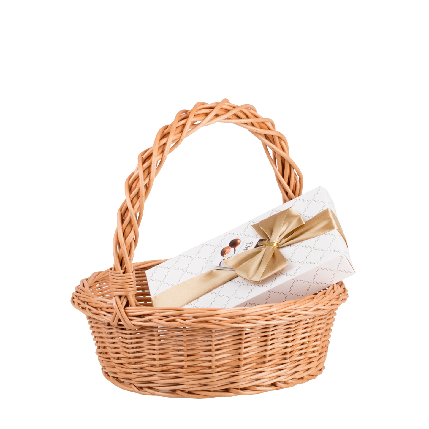 Zalvina wiklinowy kosz prezentowy na uroczystości z rączką TheWickerStories