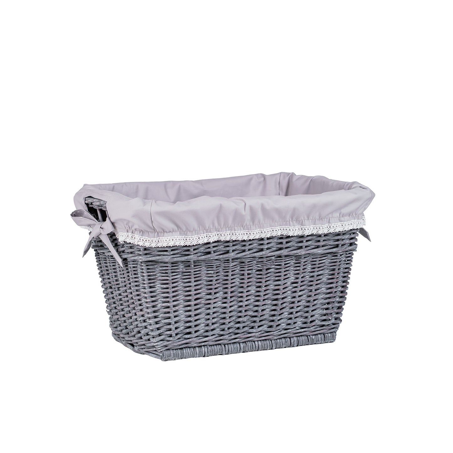Mivella wiklinowy kosz do przechowywania z szarym obszyciem TheWickerStories