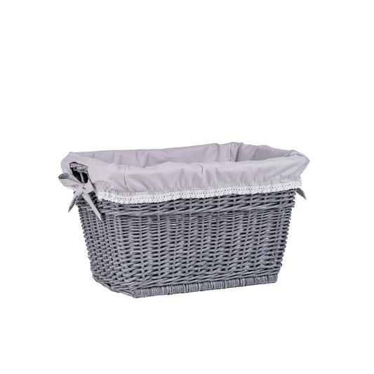 Mivella wiklinowy kosz do przechowywania z szarym obszyciem TheWickerStories