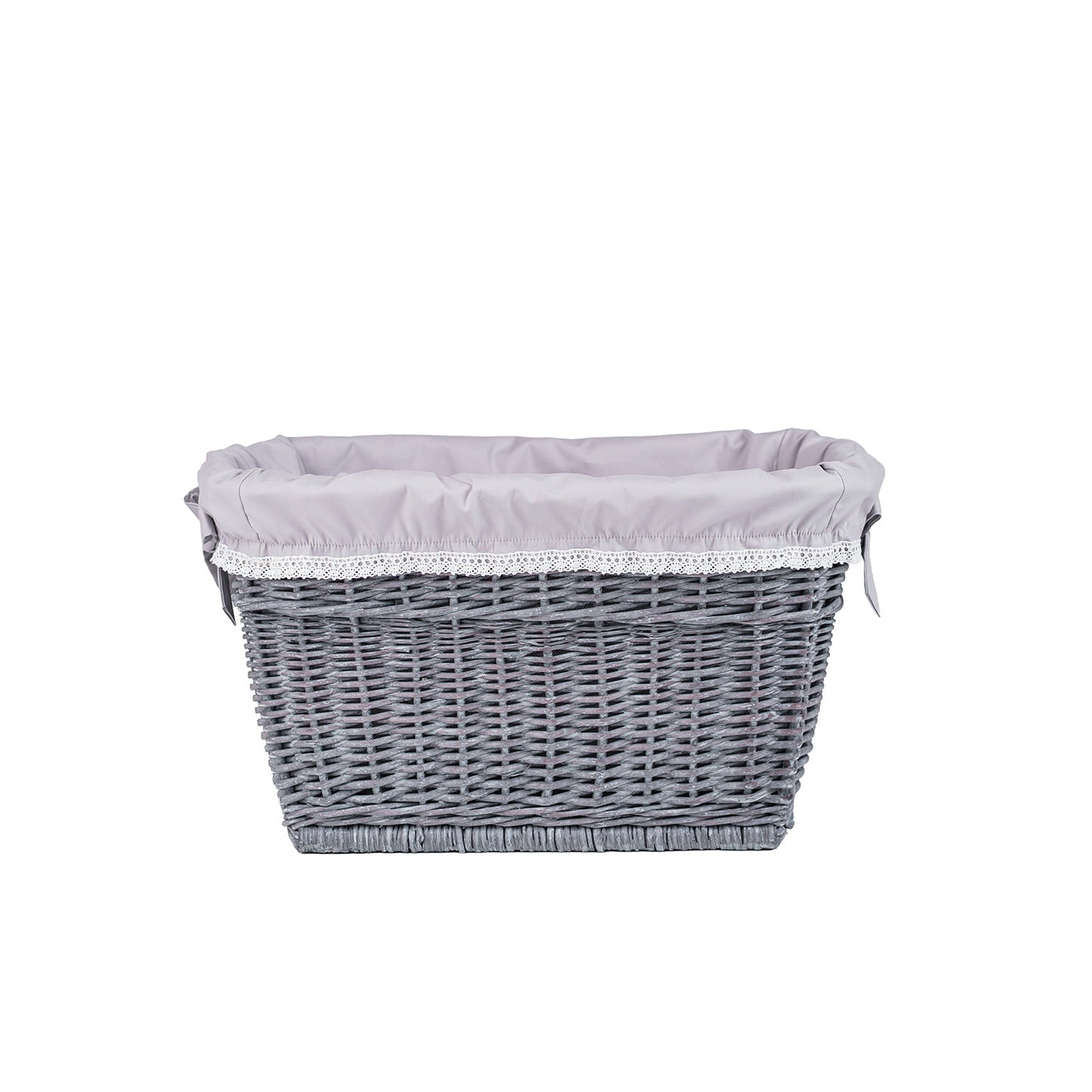 Mivella wiklinowy kosz do przechowywania z szarym obszyciem TheWickerStories