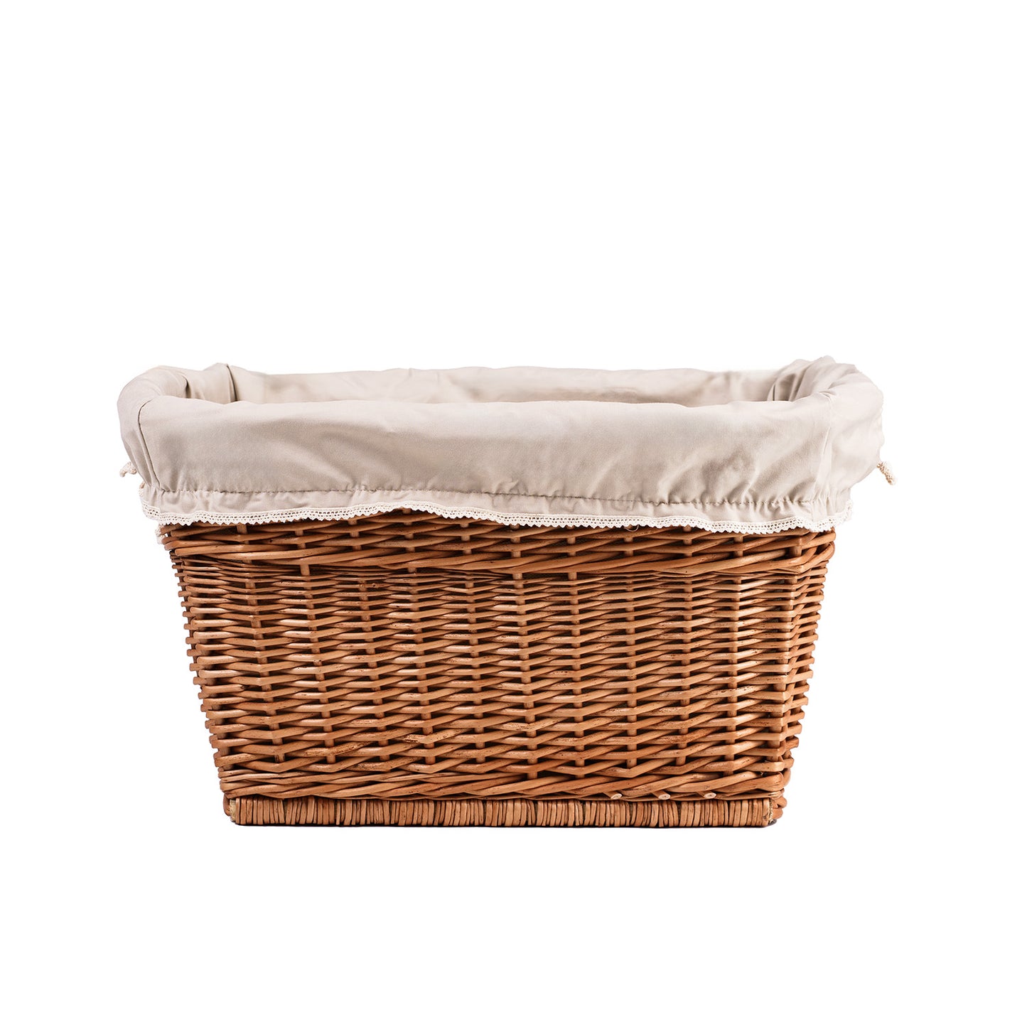 Mivella wiklinowy kosz do przechowywania z beżowym obszyciem TheWickerStories