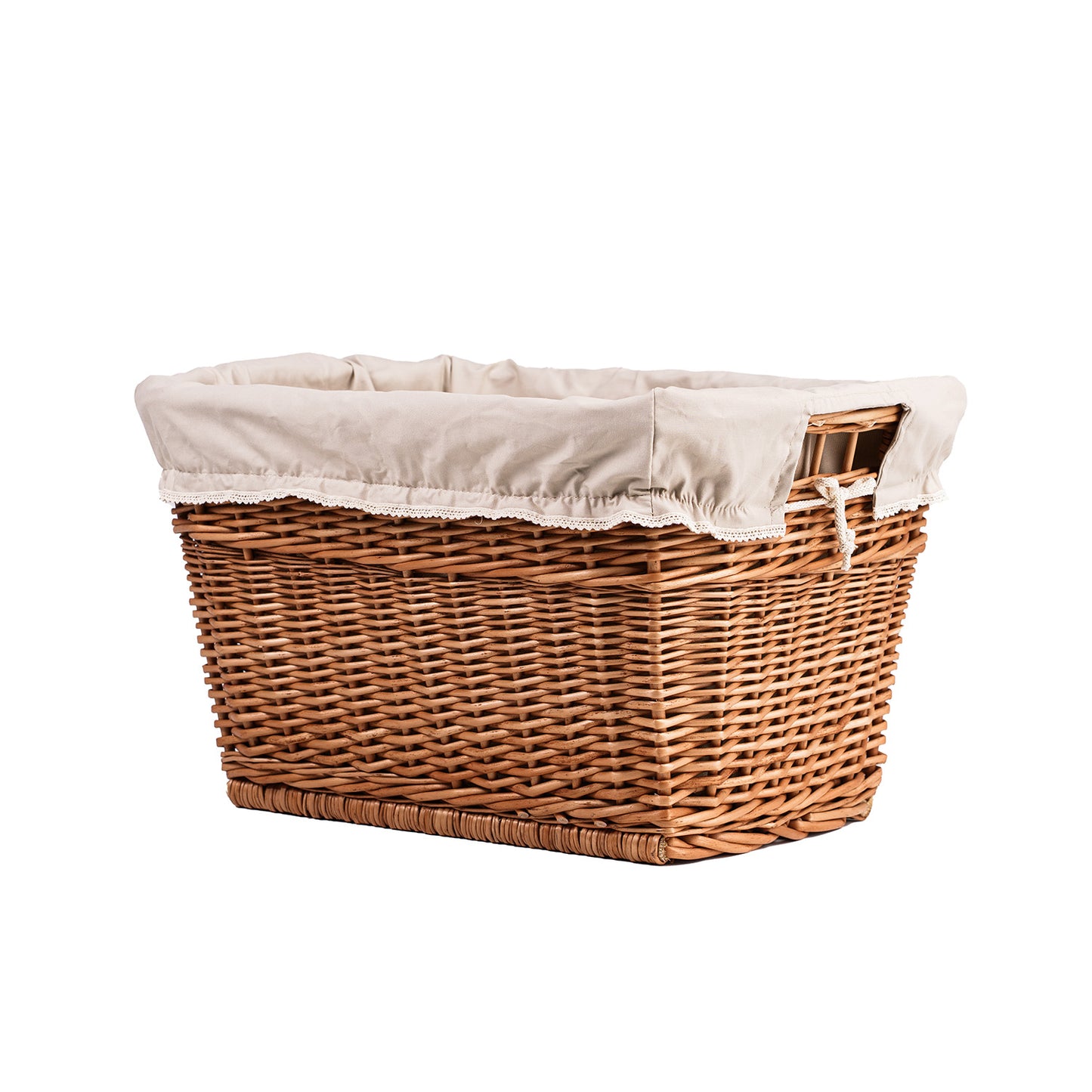 Mivella wiklinowy kosz do przechowywania z beżowym obszyciem TheWickerStories