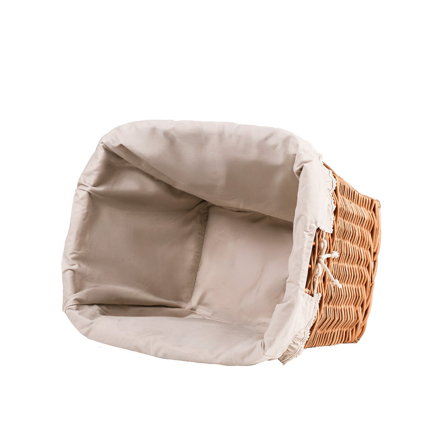 Mivella wiklinowy kosz do przechowywania z beżowym obszyciem TheWickerStories