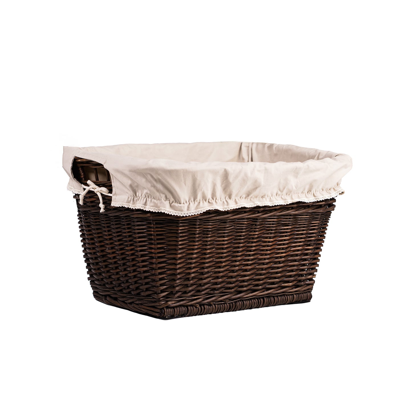 Mivella wiklinowy kosz na pranie z beżowym obszyciem, z uchwytami TheWickerStories
