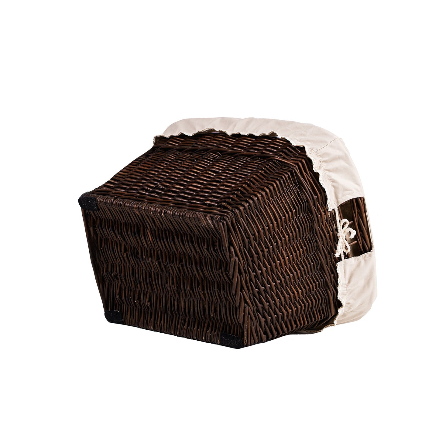 Mivella wiklinowy kosz na pranie z beżowym obszyciem, z uchwytami TheWickerStories