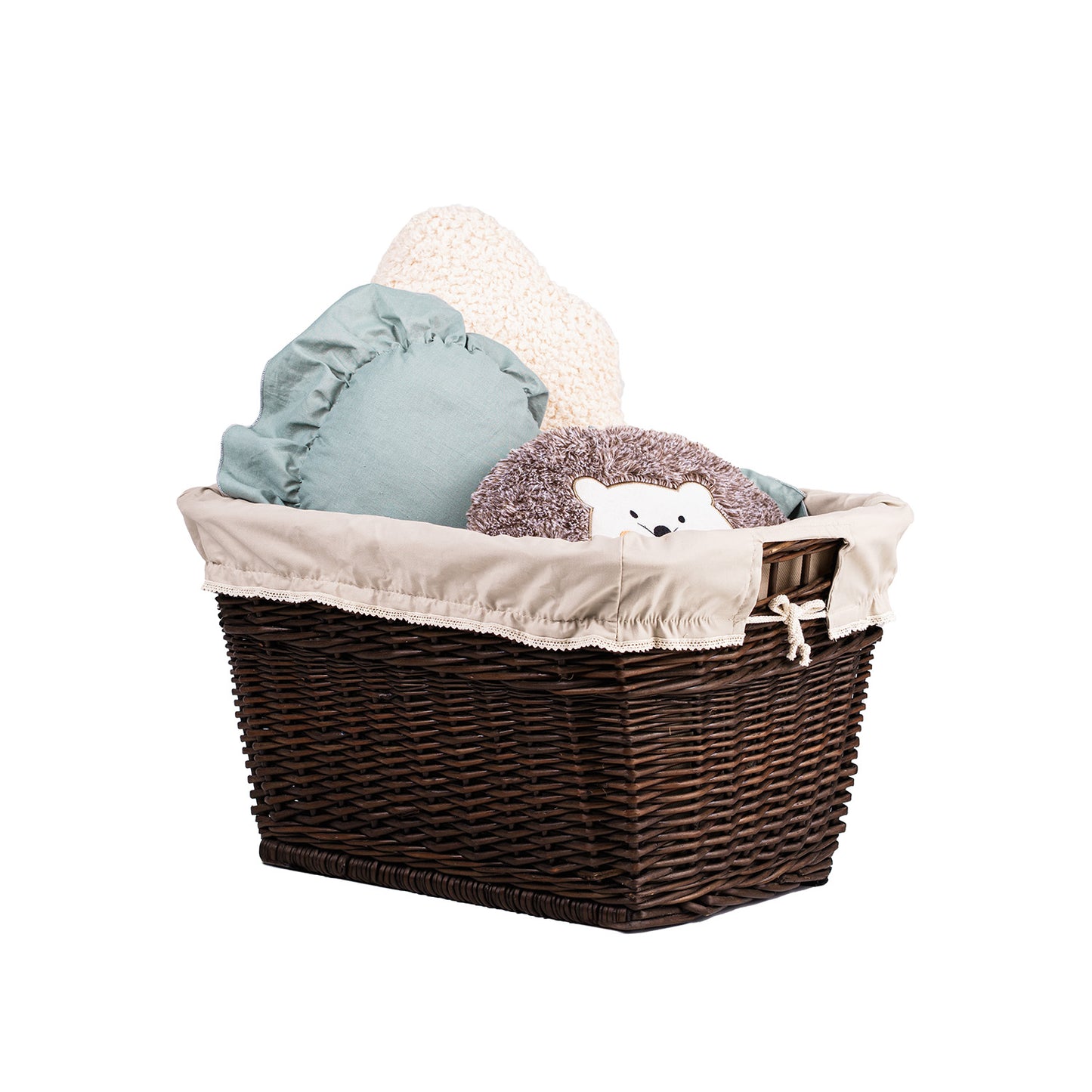 Mivella wiklinowy kosz na pranie z beżowym obszyciem, z uchwytami TheWickerStories