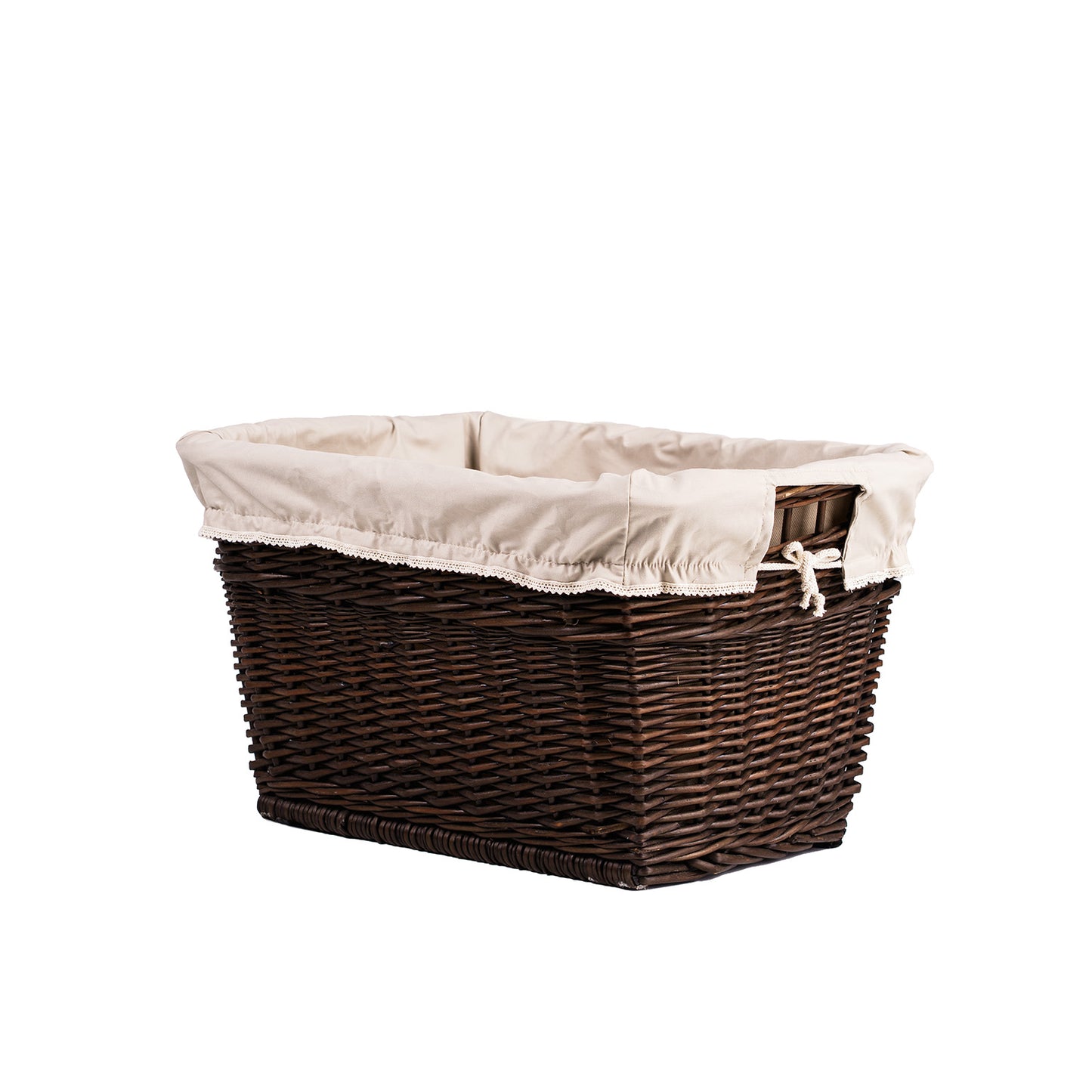 Mivella wiklinowy kosz na pranie z beżowym obszyciem, z uchwytami TheWickerStories