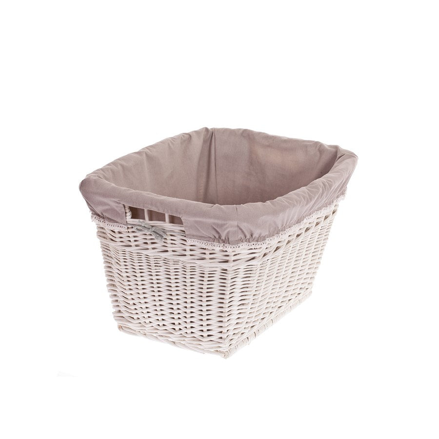 Mivella wiklinowy kosz na pranie z beżowym obszyciem, z uchwytami TheWickerStories