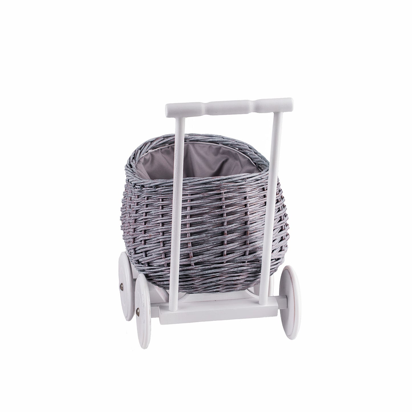 Luke wiklinowy wózek pchacz z szarym obszyciem TheWickerStories
