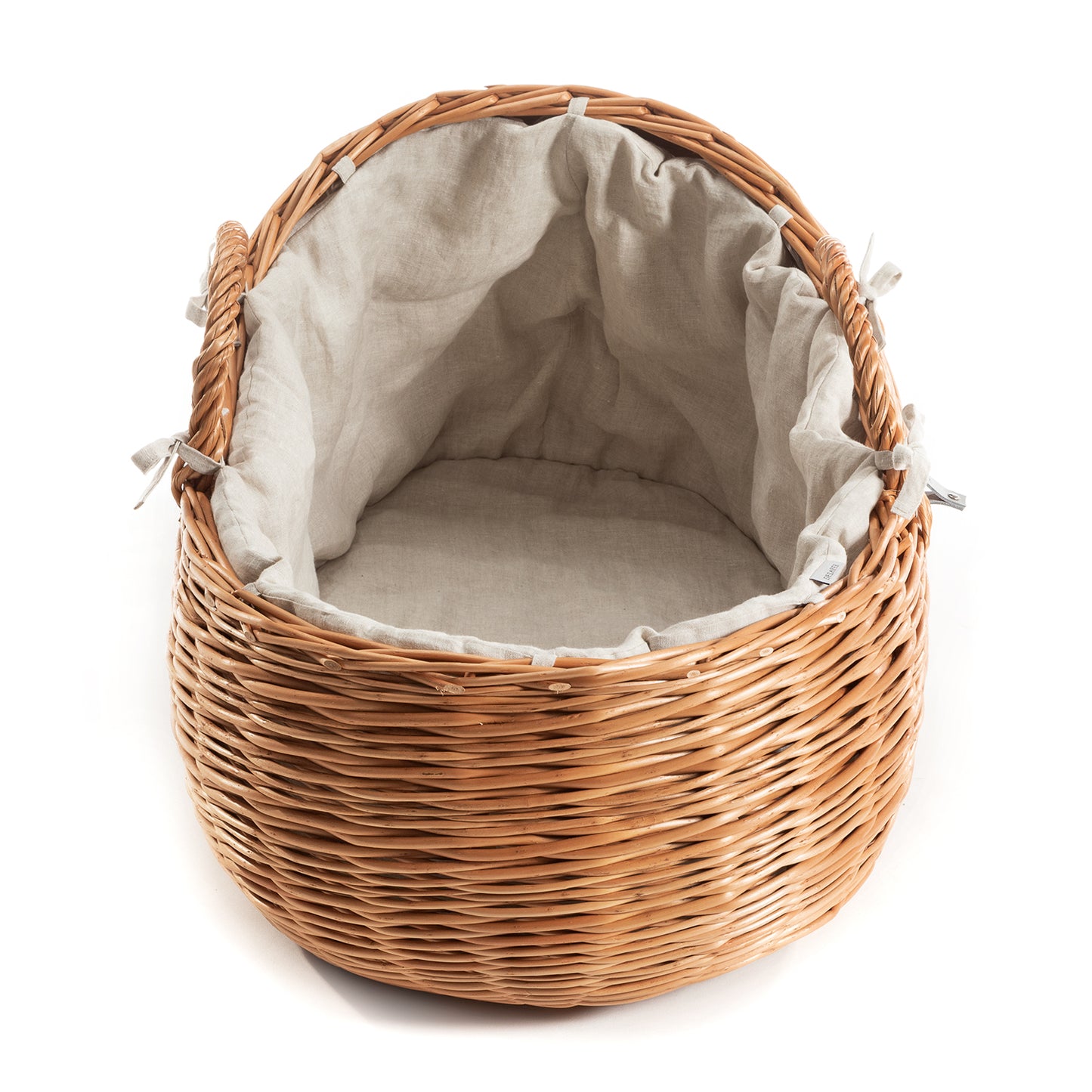 Desayer wiklinowe łóżeczko przewijak dla dzieci z beżowym obszyciem TheWickerStories
