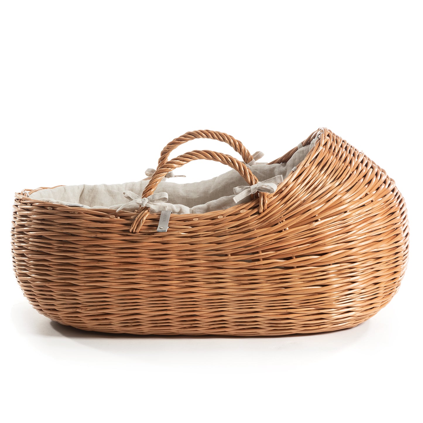 Desayer wiklinowe łóżeczko przewijak dla dzieci z beżowym obszyciem TheWickerStories
