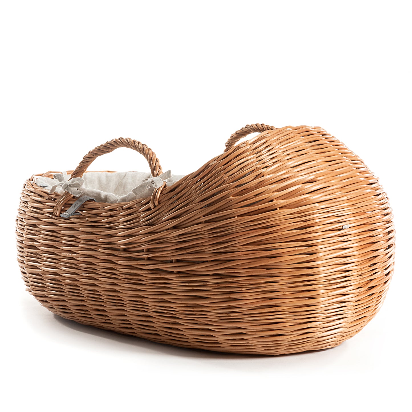 Desayer wiklinowe łóżeczko przewijak dla dzieci z beżowym obszyciem TheWickerStories