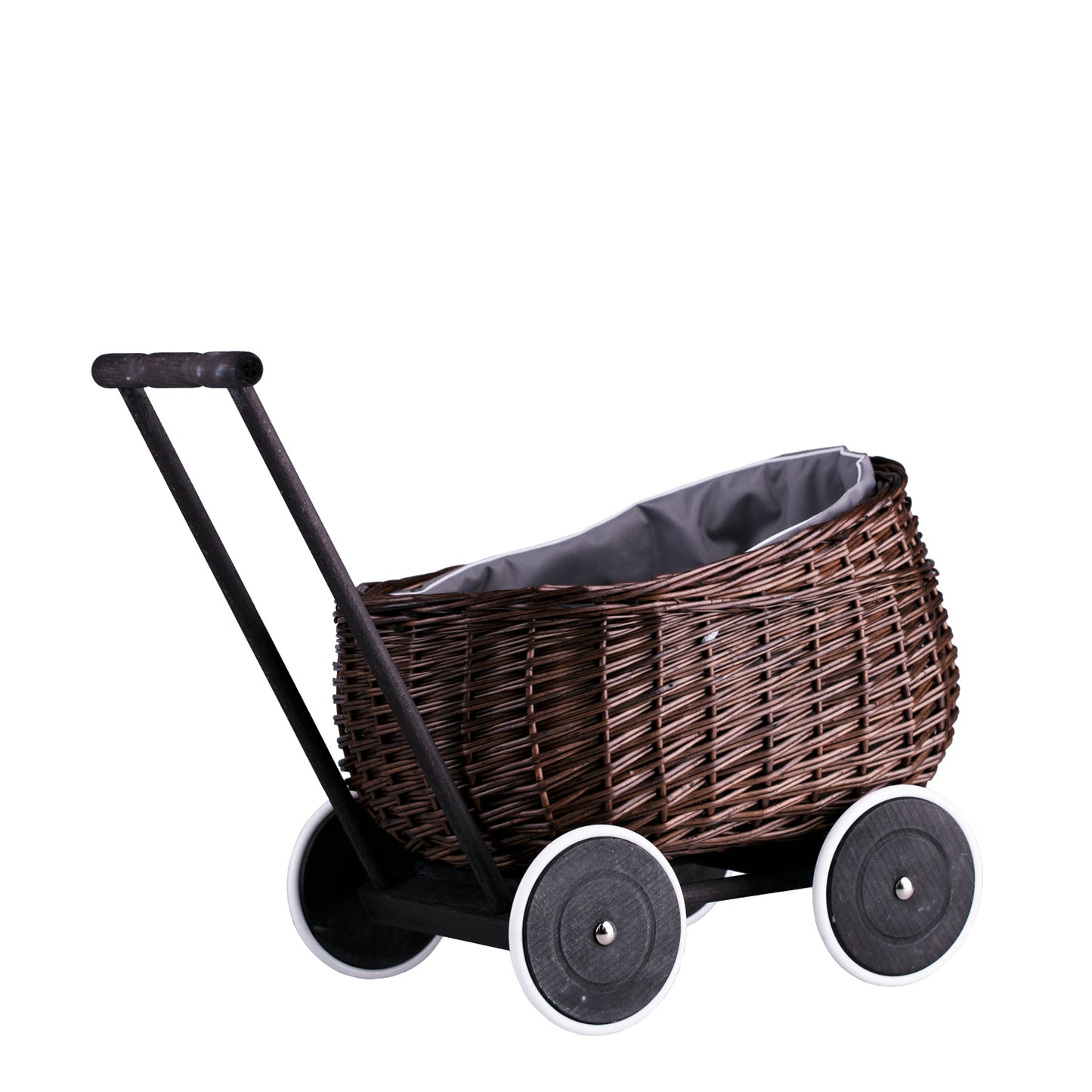 Luke wiklinowy wózek pchacz z szarym obszyciem TheWickerStories