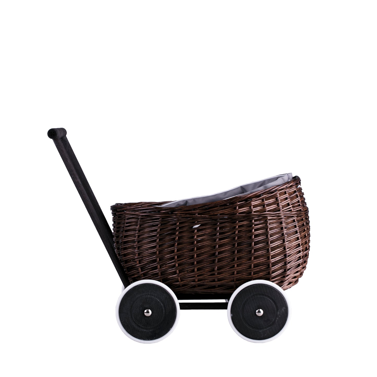 Luke wiklinowy wózek pchacz z szarym obszyciem TheWickerStories