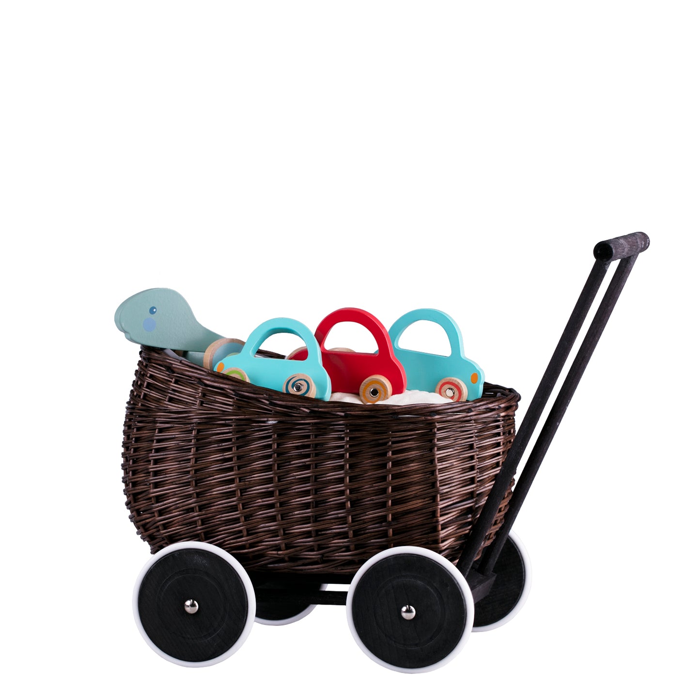 Luke wiklinowy wózek pchacz z szarym obszyciem TheWickerStories