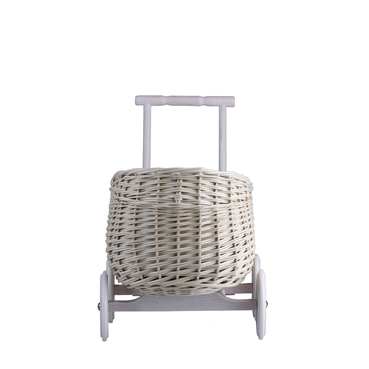 Luke wiklinowy wózek pchacz z różowym obszyciem TheWickerStories