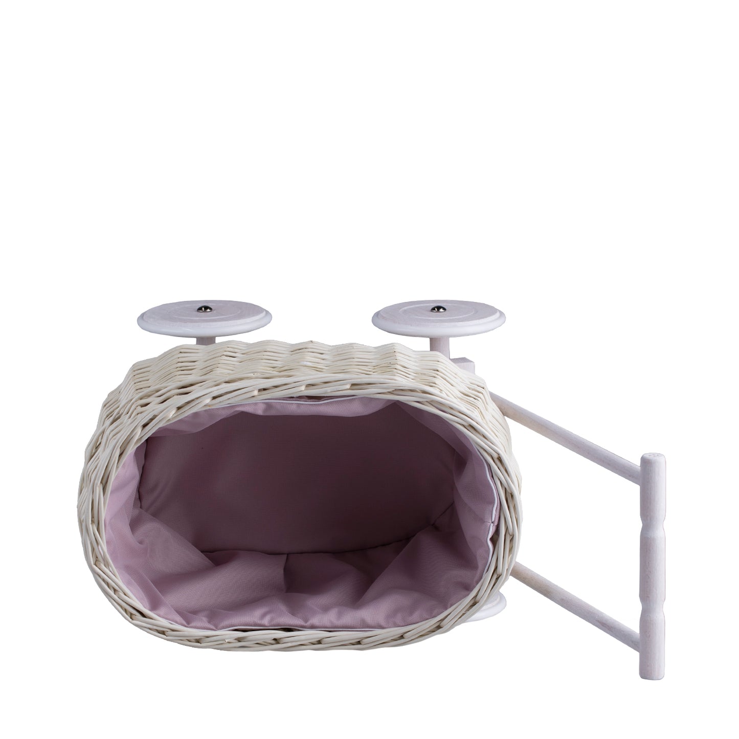 Luke wiklinowy wózek pchacz z różowym obszyciem TheWickerStories