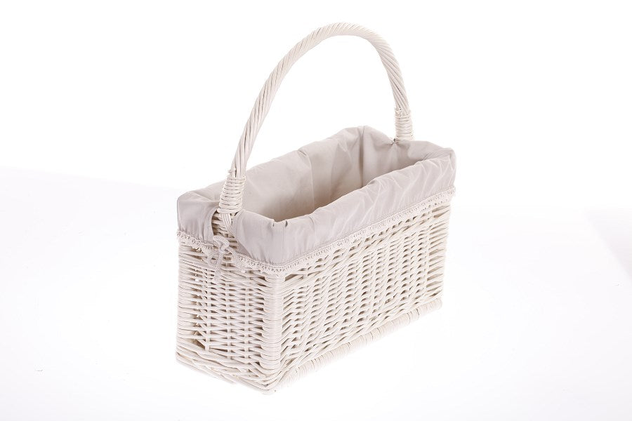 Gavis wiklinowy koszyk na czasopisma z szarym obszyciem i rączką TheWickerStories