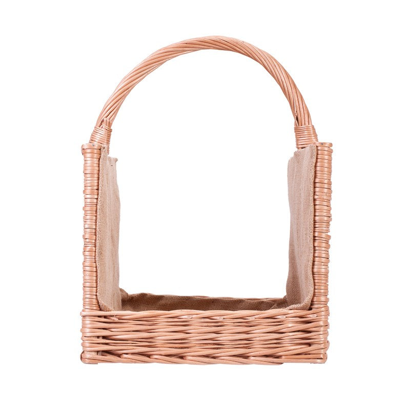 Fivina wiklinowy koszyk na drewno kominkowe z jutowym obszyciem i rączką TheWickerStories