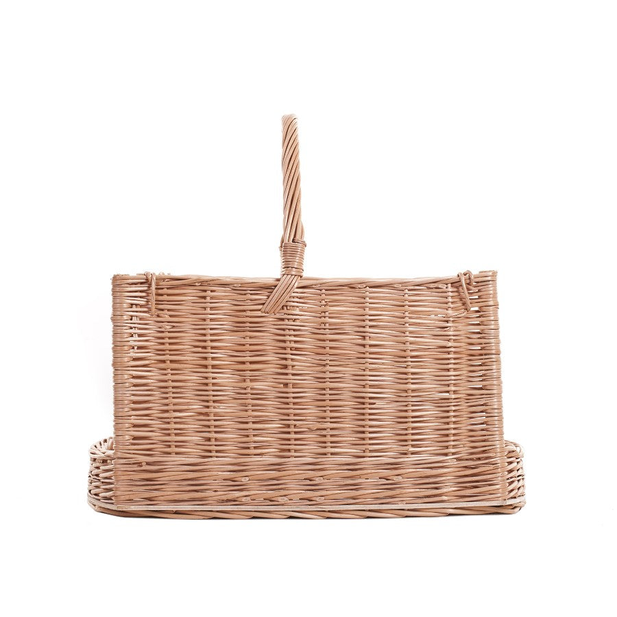 Fivell wiklinowy kosz na drewno kominkowe z rączką i drewnianym dnem TheWickerStories