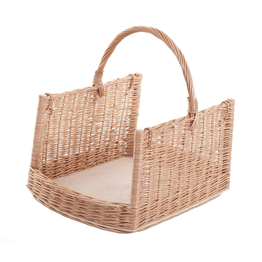 Fivell wiklinowy kosz na drewno kominkowe z rączką i drewnianym dnem TheWickerStories