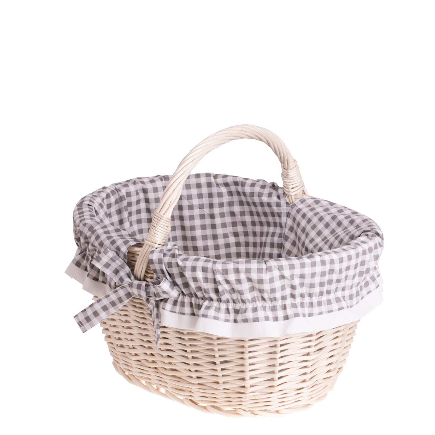 Walerissa kosz na zakupy z rączką wiklinową i szarym obszyciem TheWickerStories
