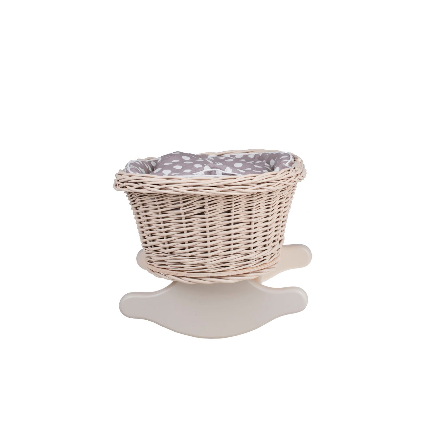 Mimi wiklinowa kołyska dla lalek z brązowym obszyciem, poduszką i kołderką TheWickerStories