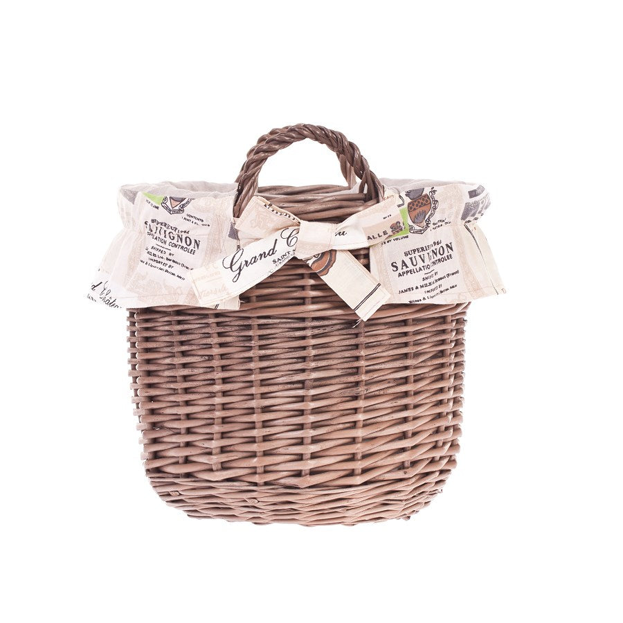 Nolira wiklinowy kosz do przechowywania z kremowym obszyciem, z uchwytami TheWickerStories