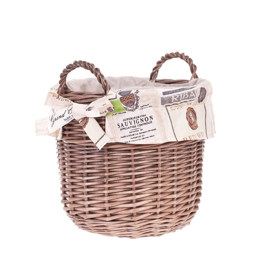 Nolira wiklinowy kosz do przechowywania z kremowym obszyciem, z uchwytami TheWickerStories