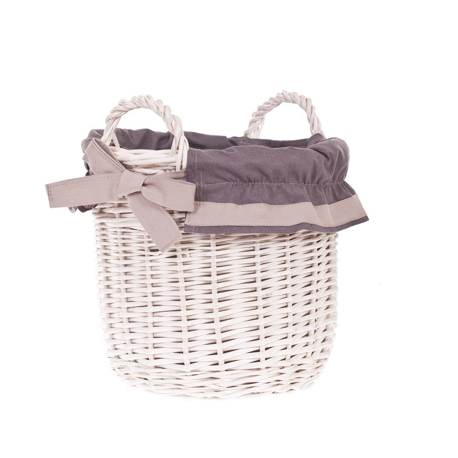 Nolira wiklinowy kosz do przechowywania z szarym obszyciem, z uchwytami TheWickerStories