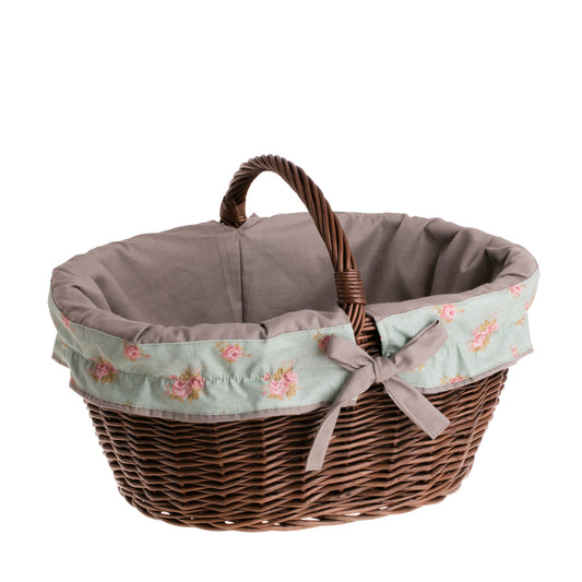 Walerissa kosz na zakupy z rączką wiklinową i szarym obszyciem TheWickerStories