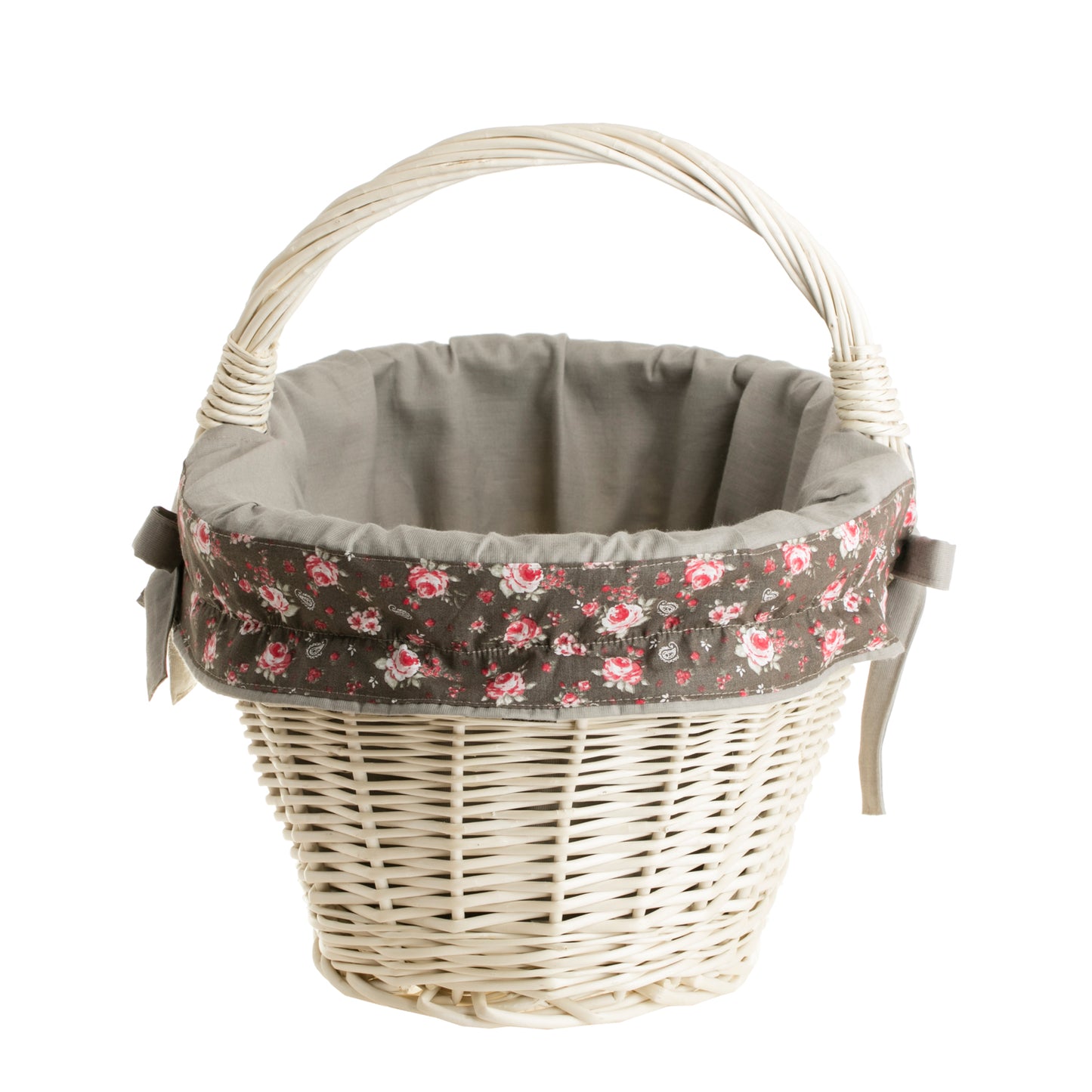 Walerissa kosz na zakupy z rączką wiklinową i szarym obszyciem TheWickerStories
