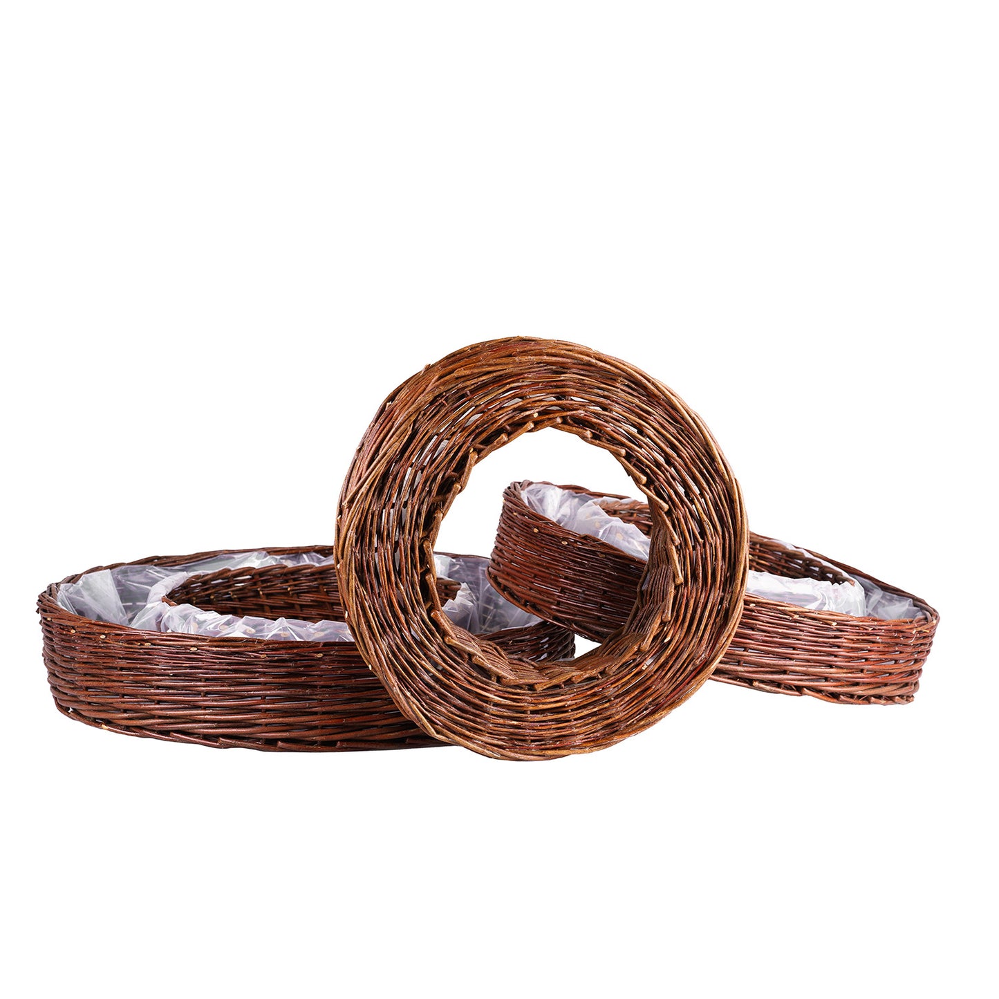 Pallados wiklinowy zestaw 3 koszyków doniczek z obszyciem TheWickerStories