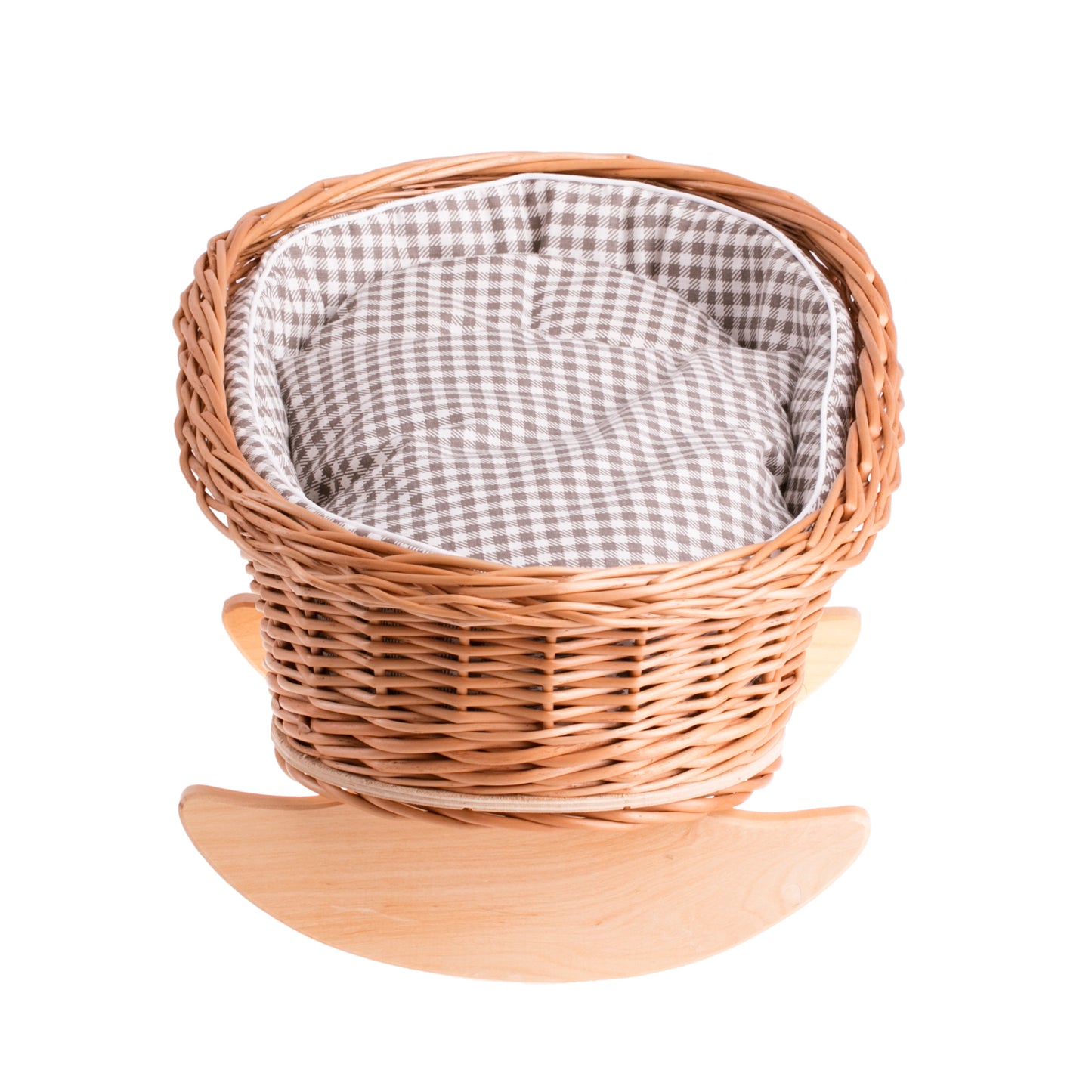 Mimi wiklinowa kołyska dla lalek z brązowym obszyciem, poduszką i kołderką TheWickerStories