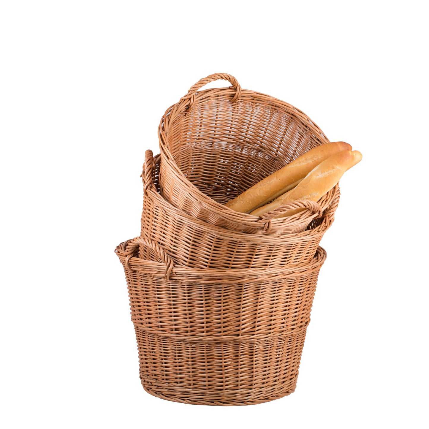 Flanoria wiklinowy kosz do ogrodu i na drewno, z uchwytami TheWickerStories