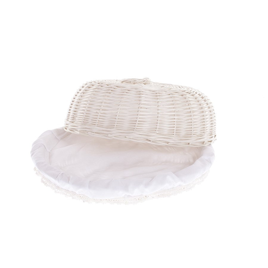 Linkus wiklinowy koszyczek z białym obszyciem i wieczkiem TheWickerStories