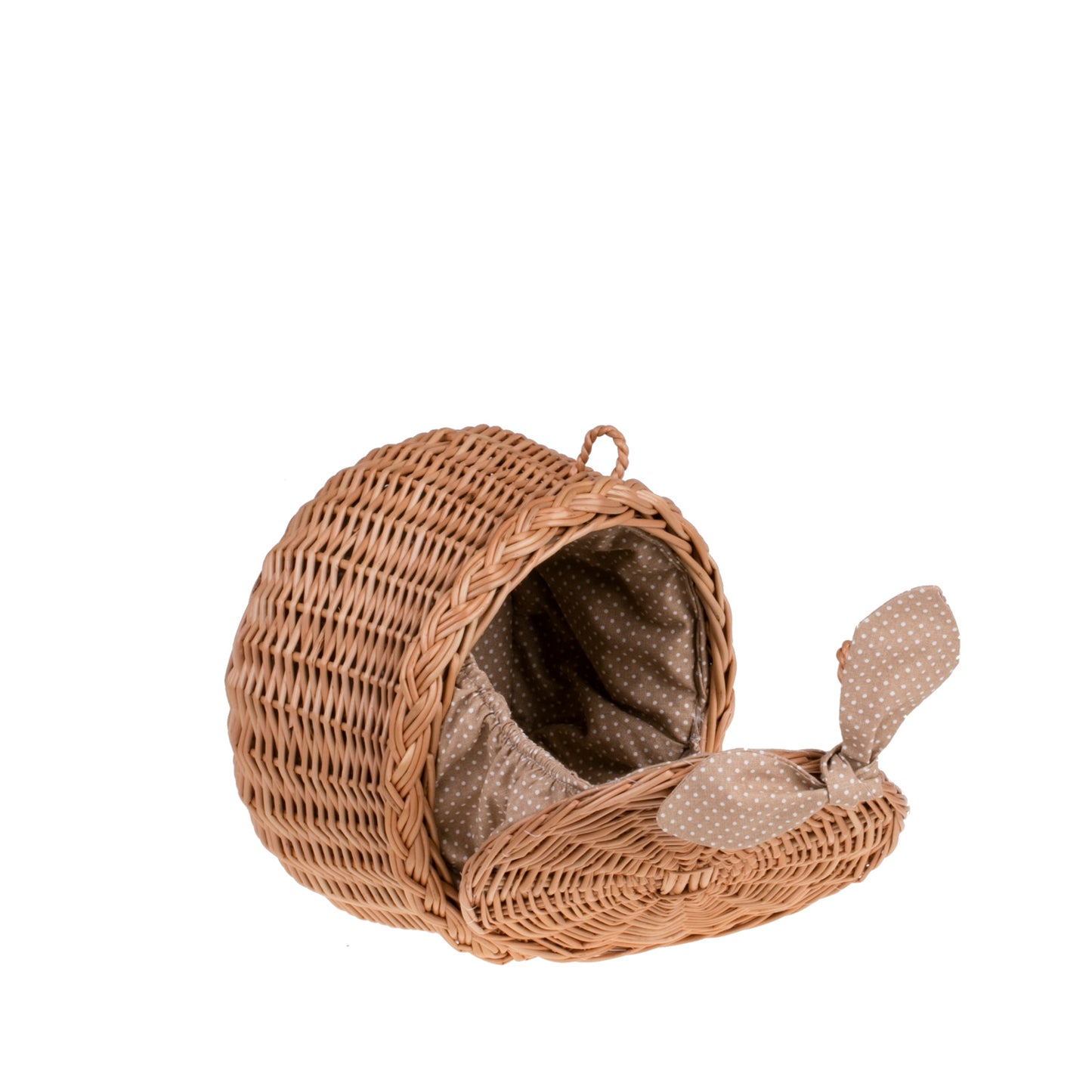 Zethina wiklinowy koszyczek z beżowym obszyciem, pokrywą i zamknięciem TheWickerStories