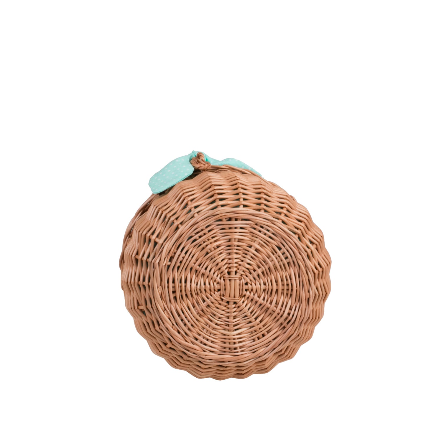 Zethina wiklinowy koszyczek z miętowym obszyciem, pokrywą i zamknięciem TheWickerStories