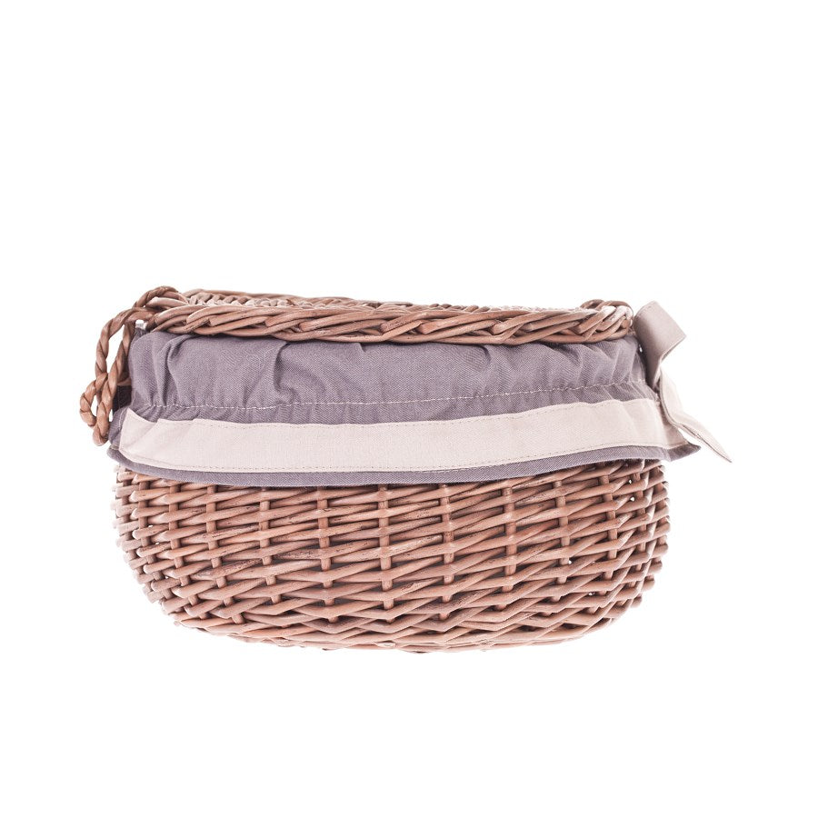 Wiloris wiklinowy pojemnik na biżuterię z szarym obszyciem, z kokardą TheWickerStories