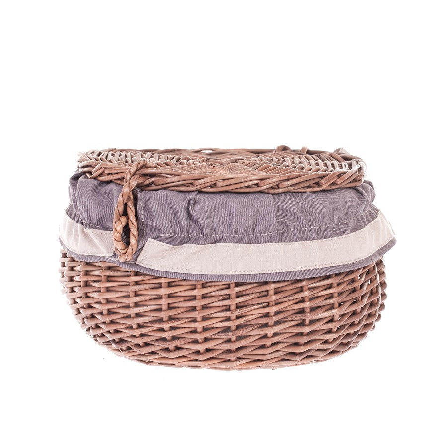 Wiloris wiklinowy pojemnik na biżuterię z szarym obszyciem, z kokardą TheWickerStories