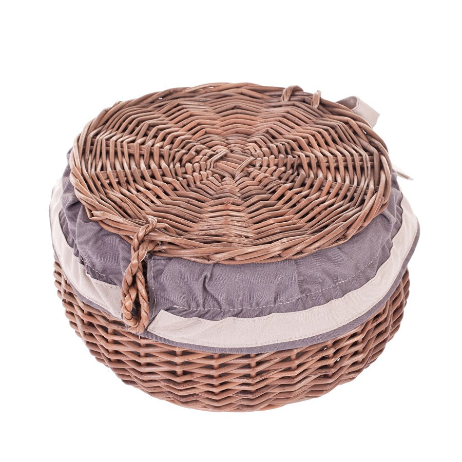 Wiloris wiklinowy pojemnik na biżuterię z szarym obszyciem, z kokardą TheWickerStories