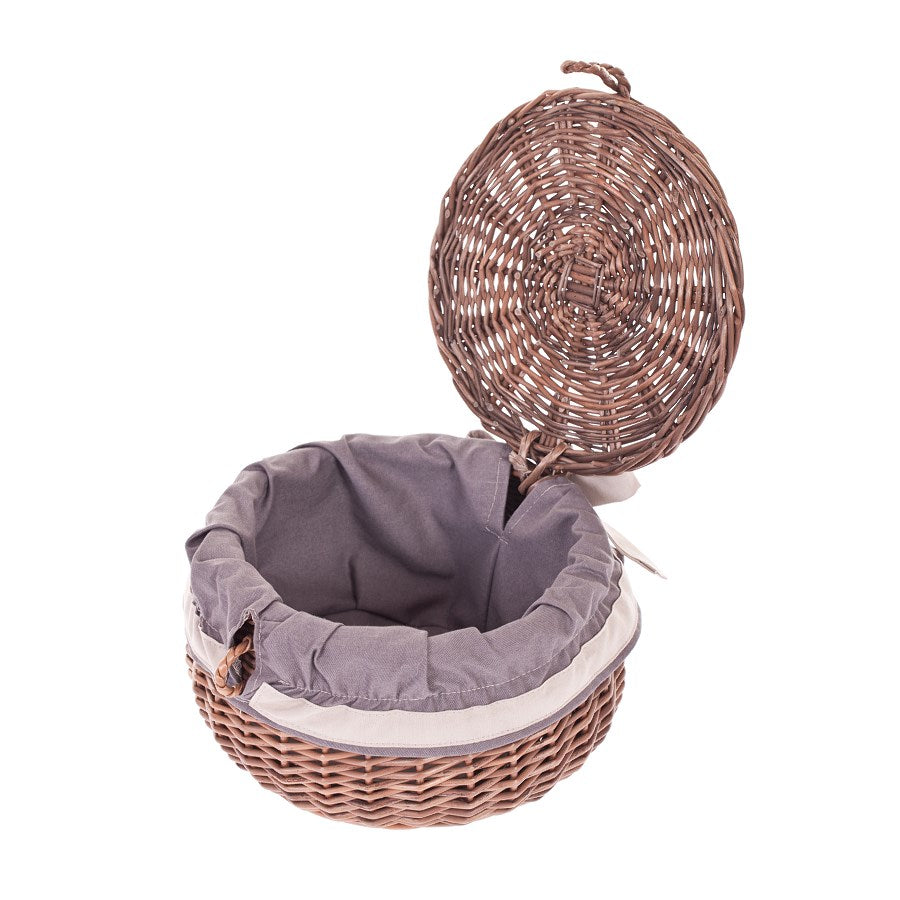 Wiloris wiklinowy pojemnik na biżuterię z szarym obszyciem, z kokardą TheWickerStories