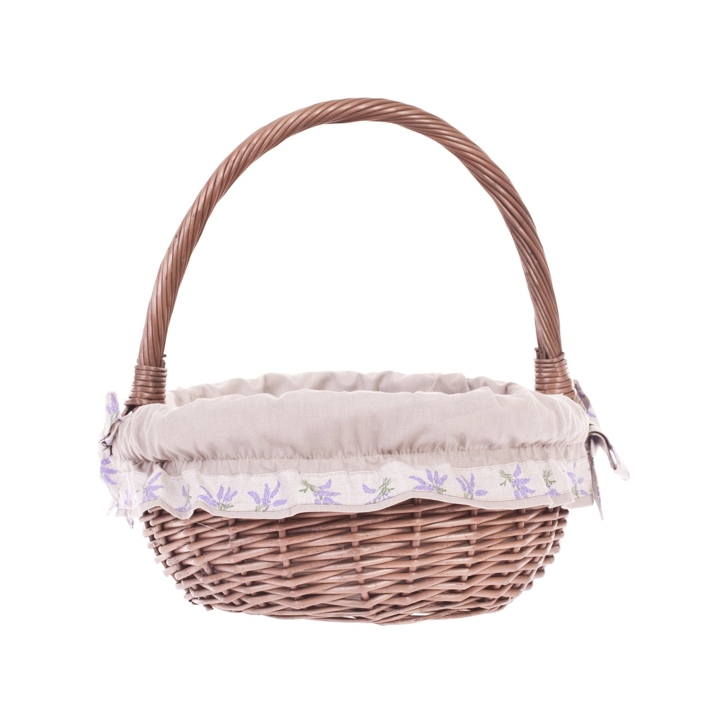 Wenevre wiklinowy kosz na zakupy z kremowym obszyciem, z rączką TheWickerStories