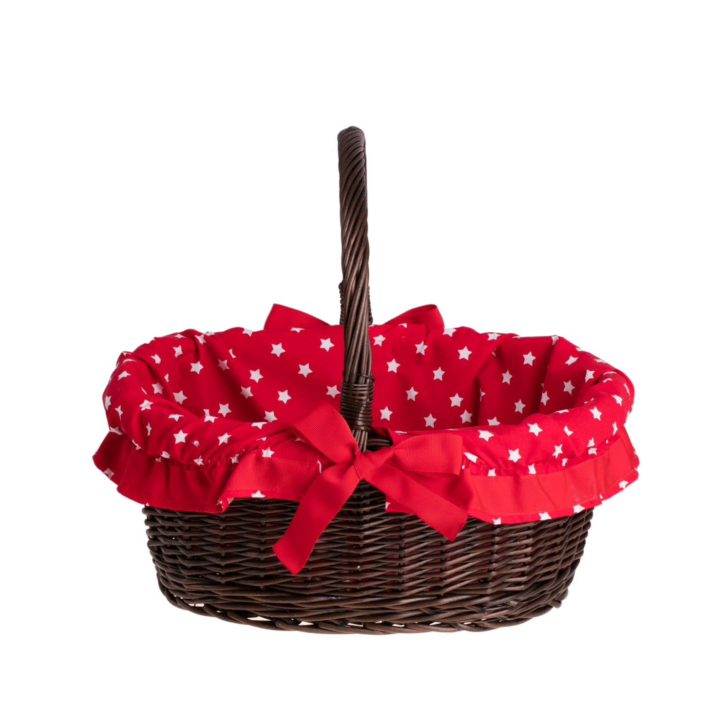 Zelora wiklinowy kosz prezentowy z czerwonym obszyciem, z rączką TheWickerStories