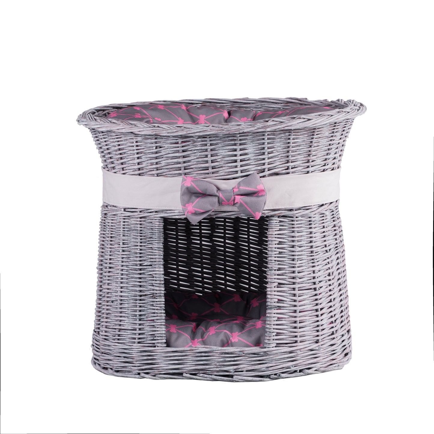 Erif wiklinowy domek dla kota z poduszkami, dwupoziomowy TheWickerStories