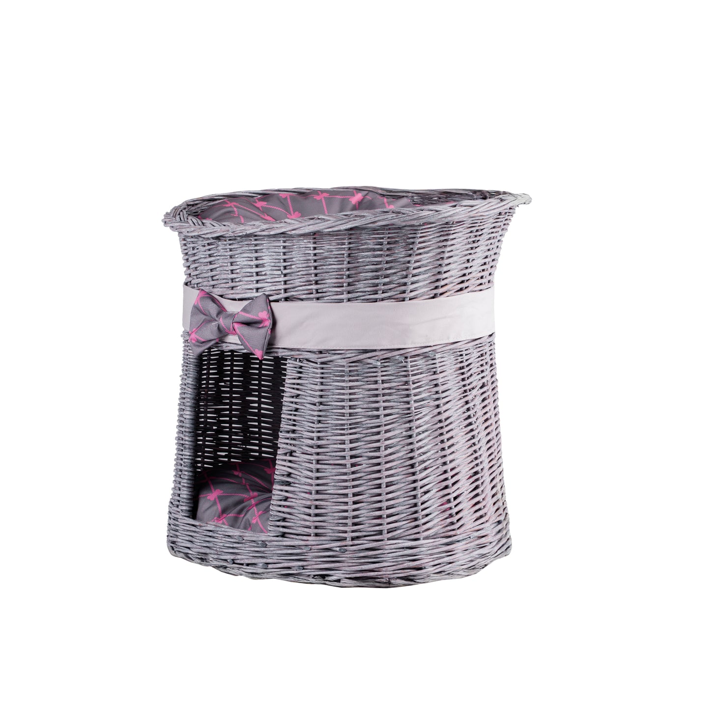 Erif wiklinowy domek dla kota z poduszkami, dwupoziomowy TheWickerStories