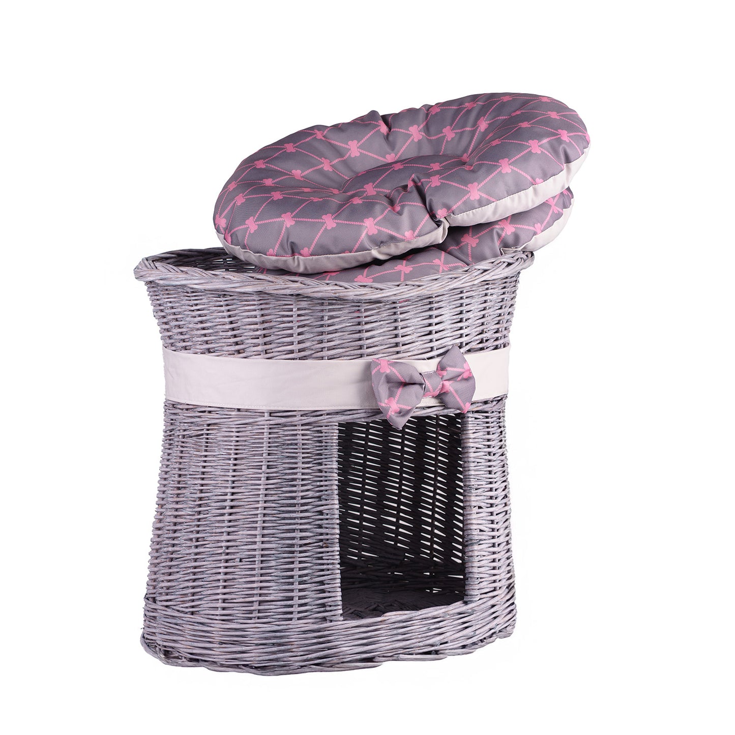 Erif wiklinowy domek dla kota z poduszkami, dwupoziomowy TheWickerStories