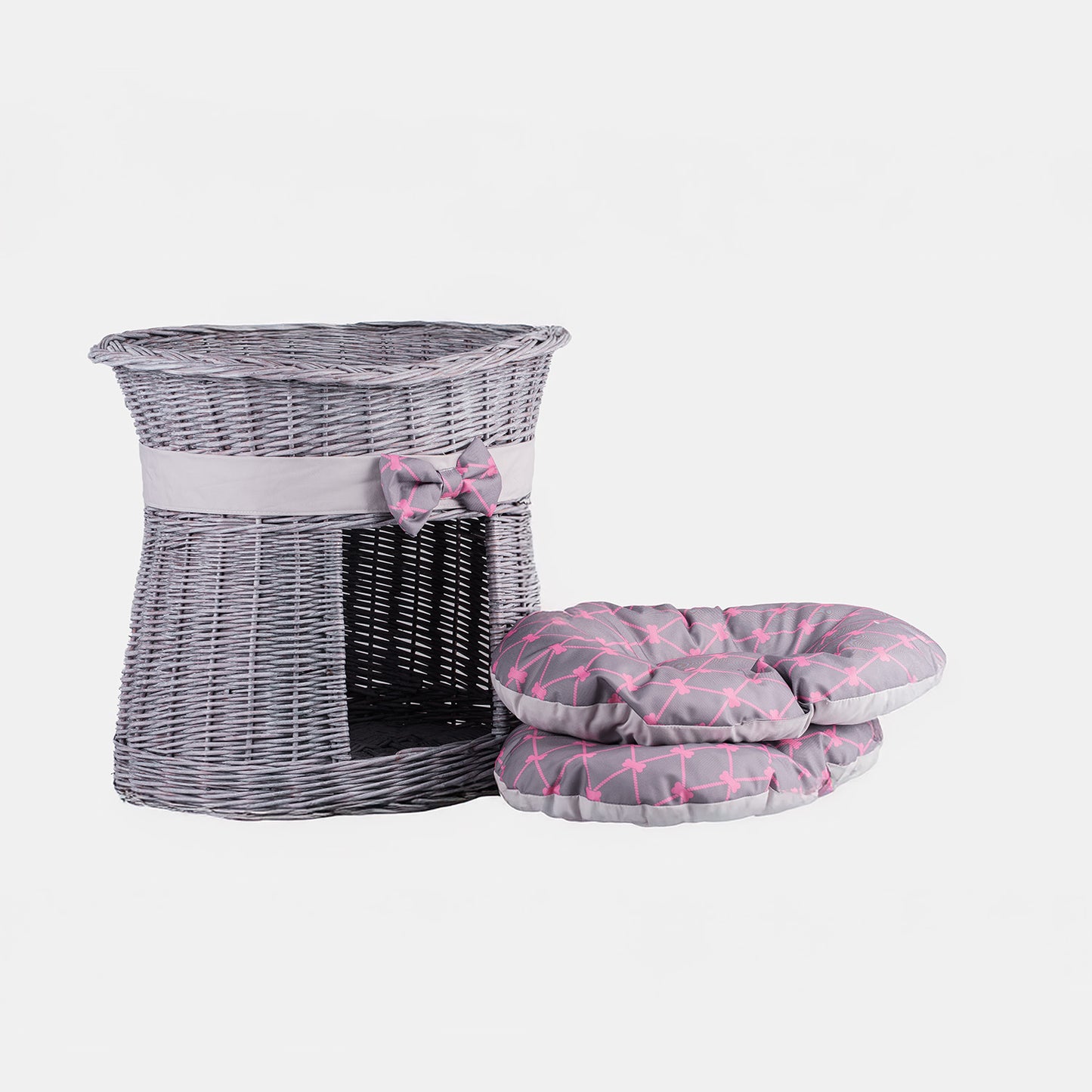 Erif wiklinowy domek dla kota z poduszkami, dwupoziomowy TheWickerStories