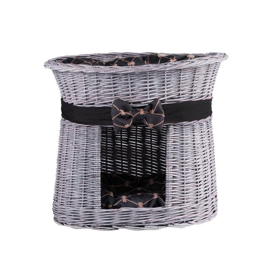 Erif wiklinowy domek dla kota z poduszkami, dwupoziomowy TheWickerStories