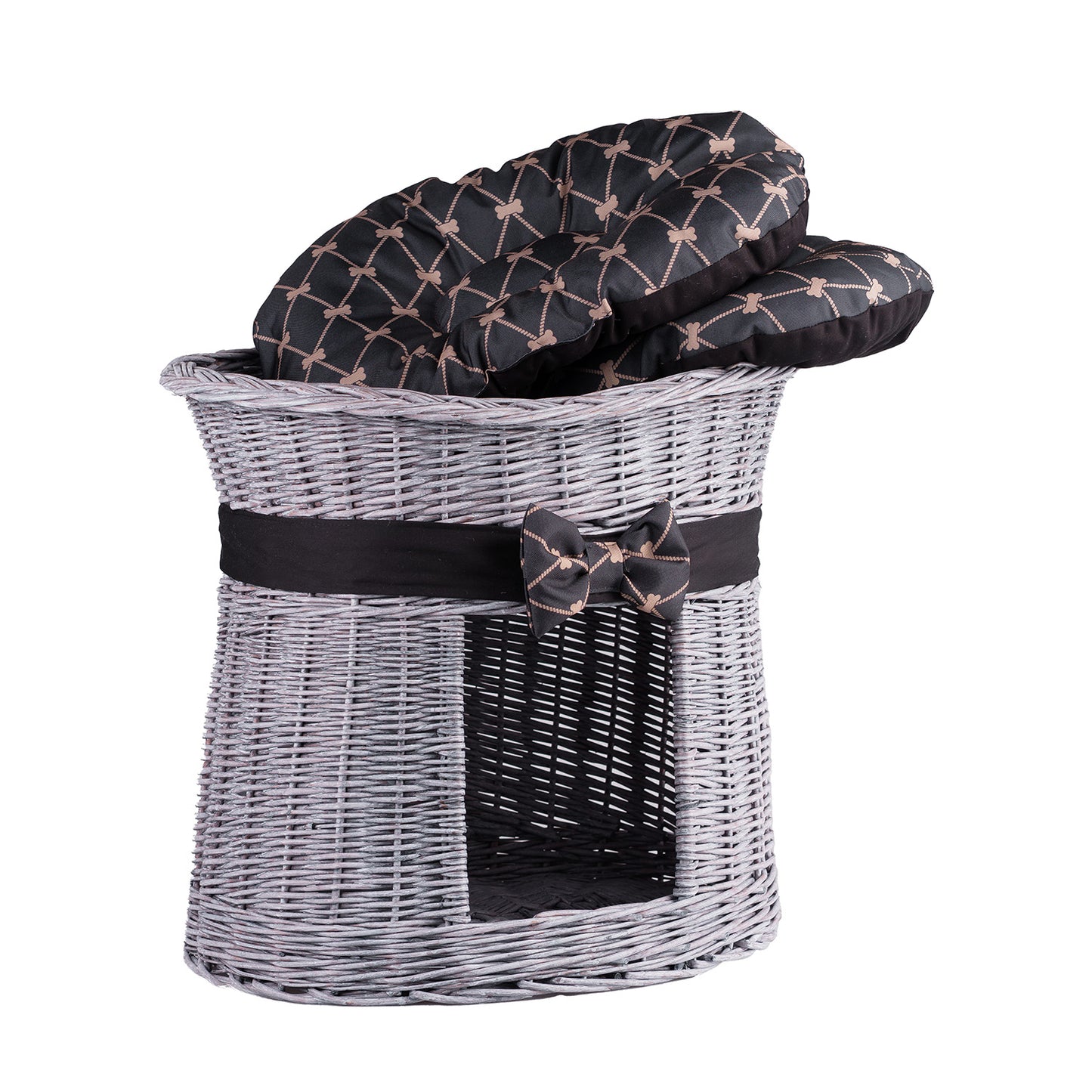 Erif wiklinowy domek dla kota z poduszkami, dwupoziomowy TheWickerStories